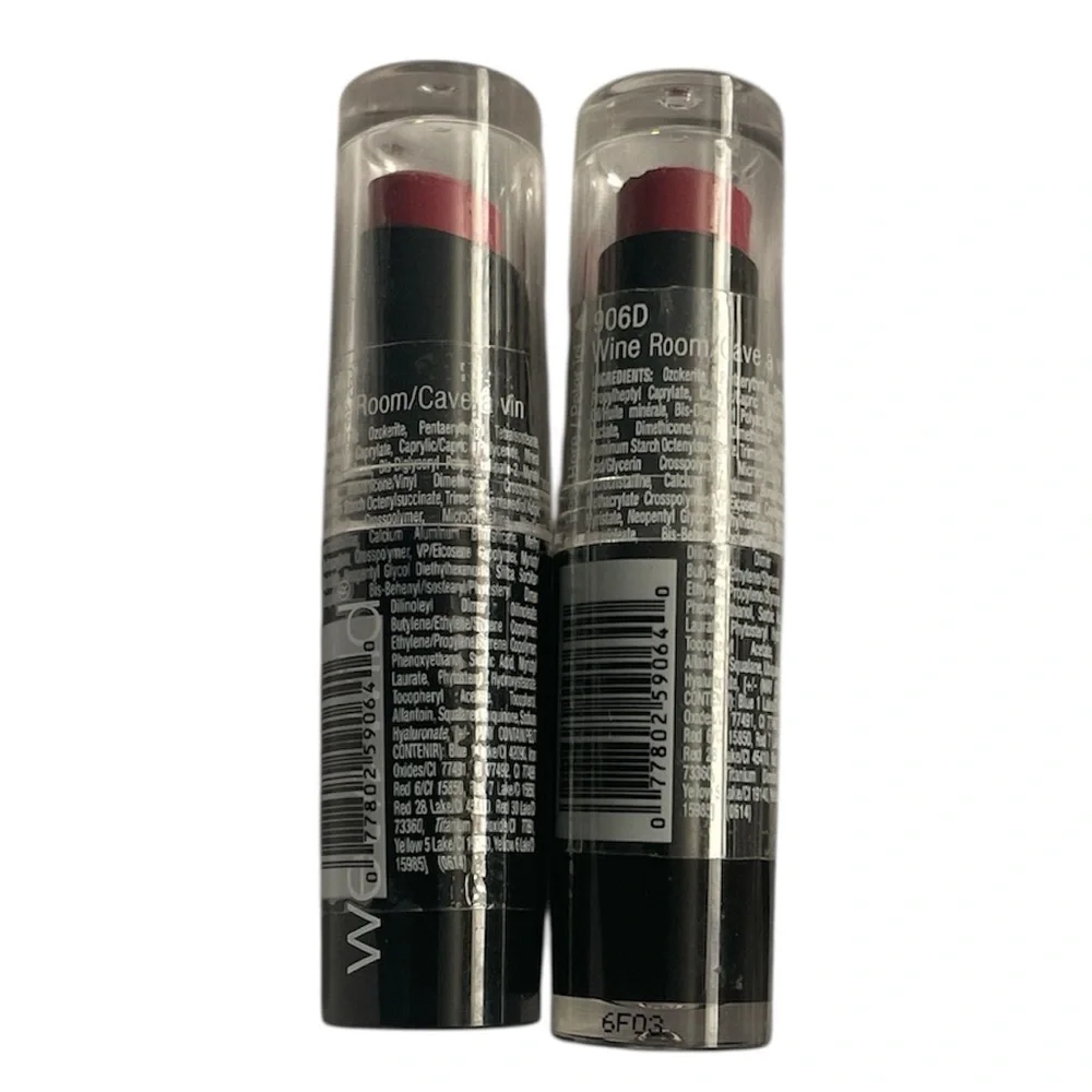Wet n Wild new “wine room” 906D lot of 2 lipstick’s